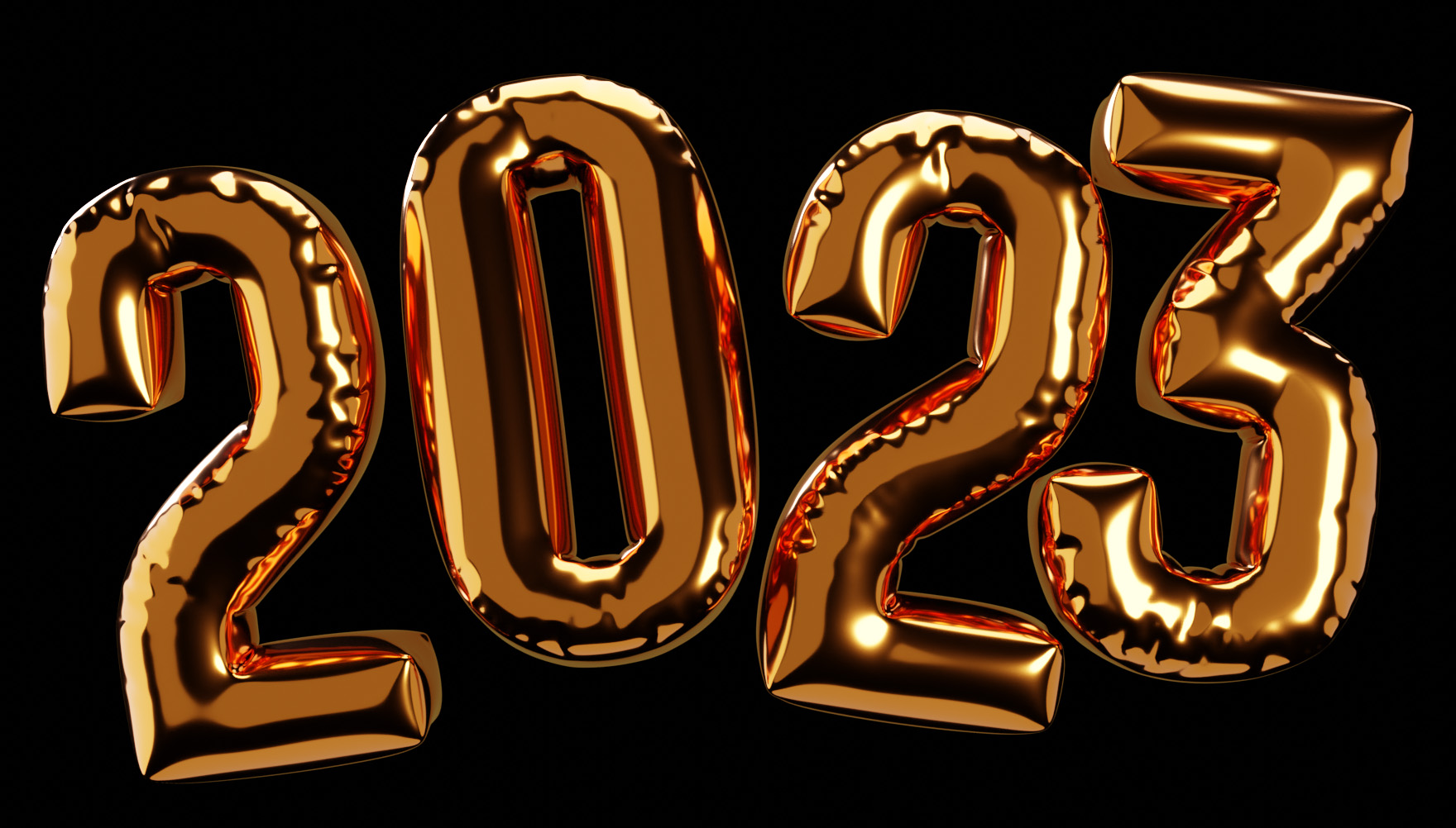 2023 in gold mylar balloons